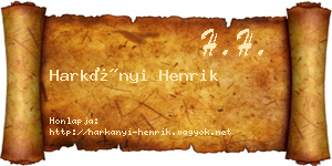 Harkányi Henrik névjegykártya